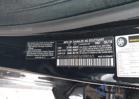 2015 Mercedes-Benz S 550 4Matic z USA, uszkodzony, nr VIN WDDUG8FB8FA088065